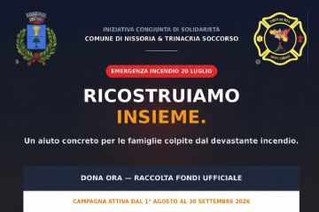 raccolta fondi ufficiale per l’emergenza incendio del 20 luglio: attivato il conto corrente solidale
